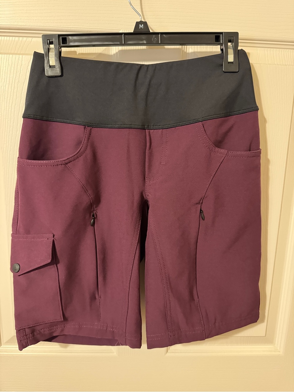 Shredly Women's Plum Ventilated Shorts with Black Waistband-New, Never worn